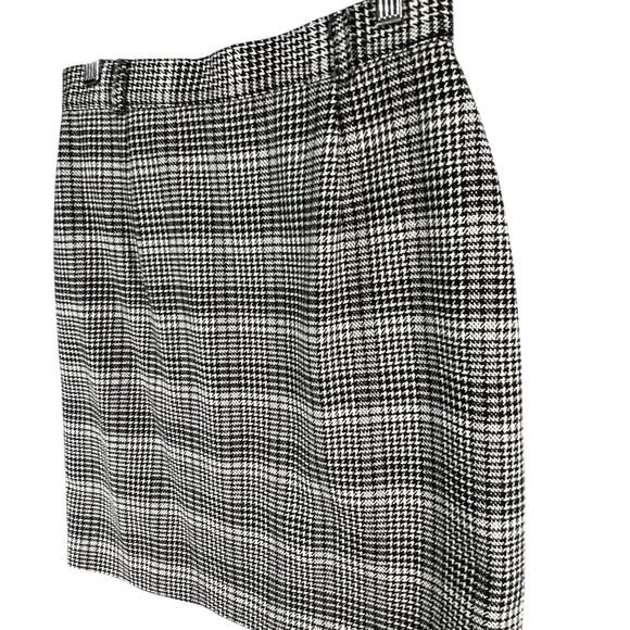 Talbots Vintage Pencil Skirt 10 Black Houndstooth Wool Academia Preppy Classic - Picture 2 of 13